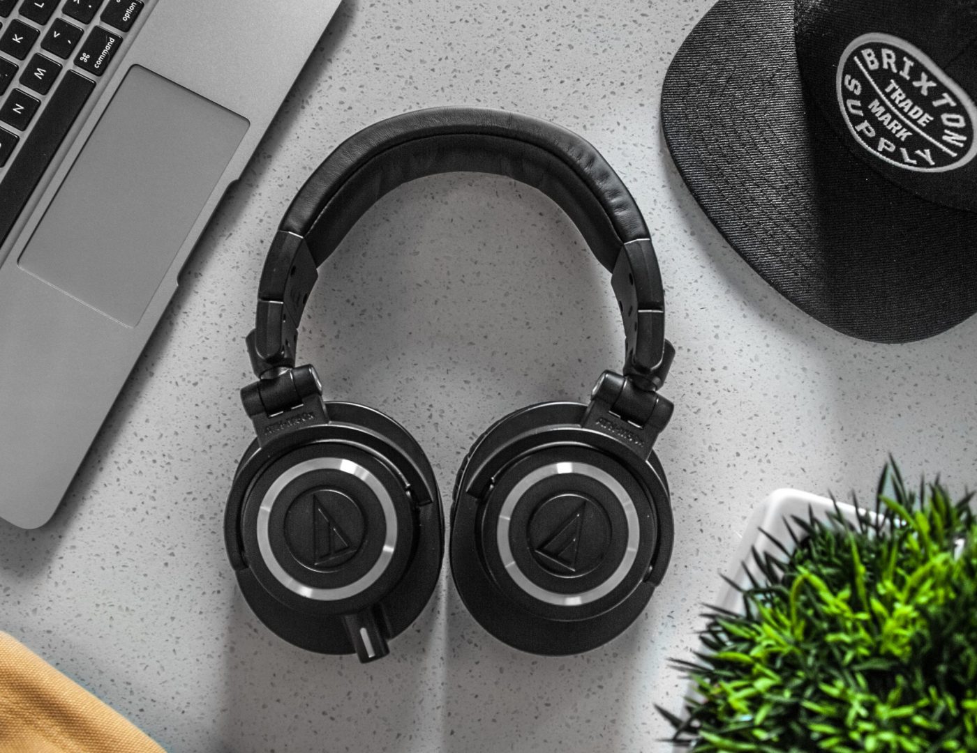 Headphones, Cap & Laptop